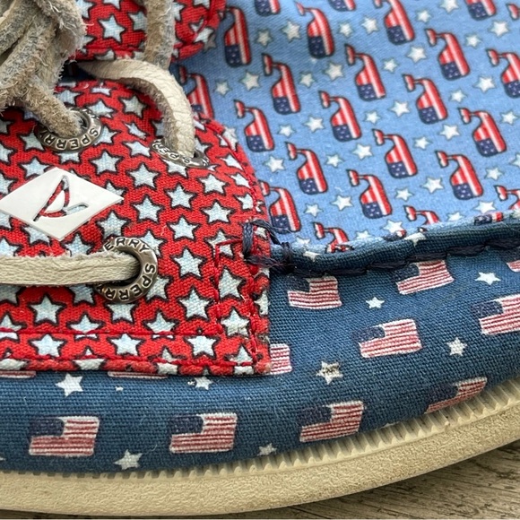 Sperry Vineyard Vines Americana Patriotic Top Sider Boat Shoes Unisex W 9 M 7 - Picture 8 of 9